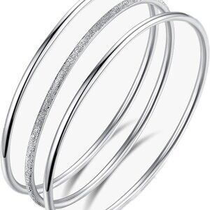 Sterling Silver Bangle Bracelets for Women Adjustable Cuff Jewelry Gift